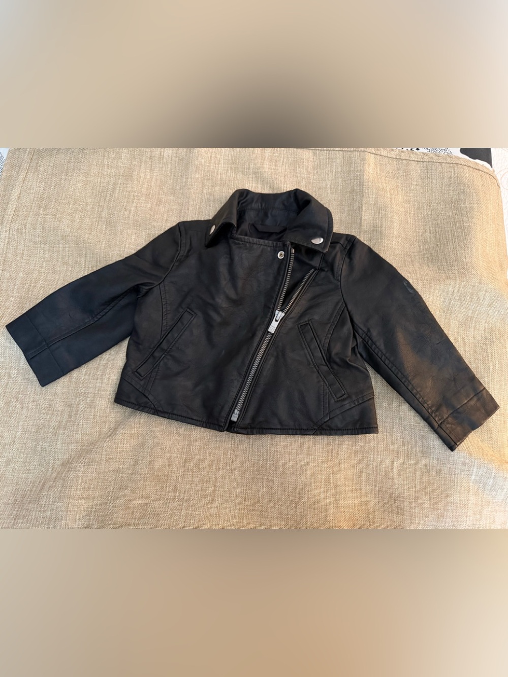 Baby GAP Kids Black Faux Leather Moto Jacket